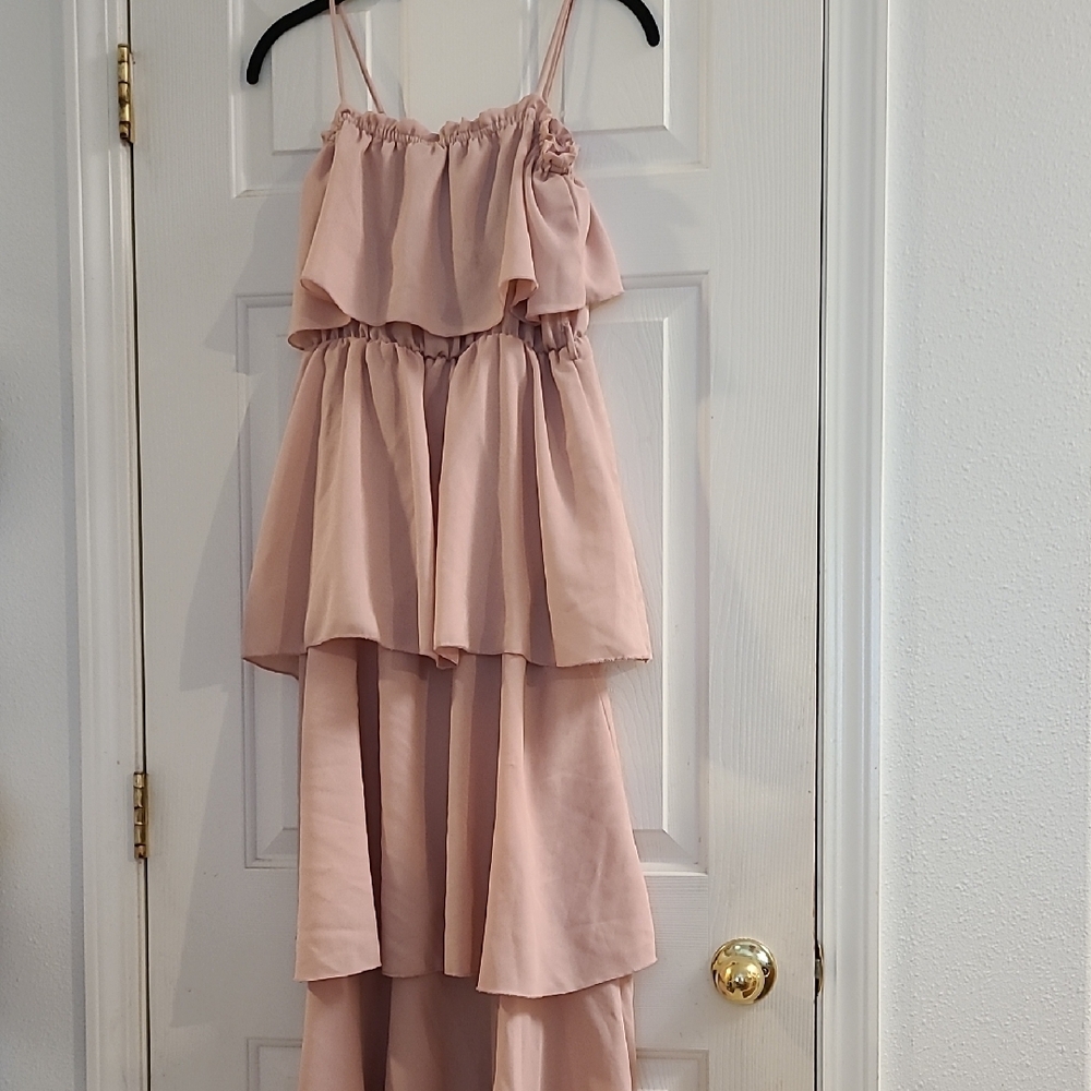 Elegant Pink Layered Womens Dress